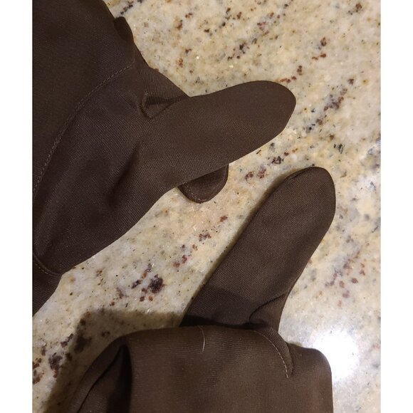 Vintage Womens Size XL XXL Brown Nylon Stretch Formal 16" Long Gloves Stitching - Picture 9 of 16